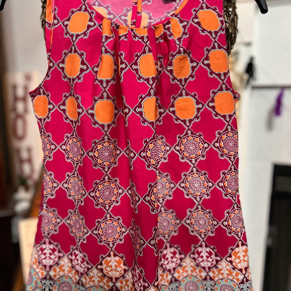 Banana Republic Pink and Orange Patterned Blouse